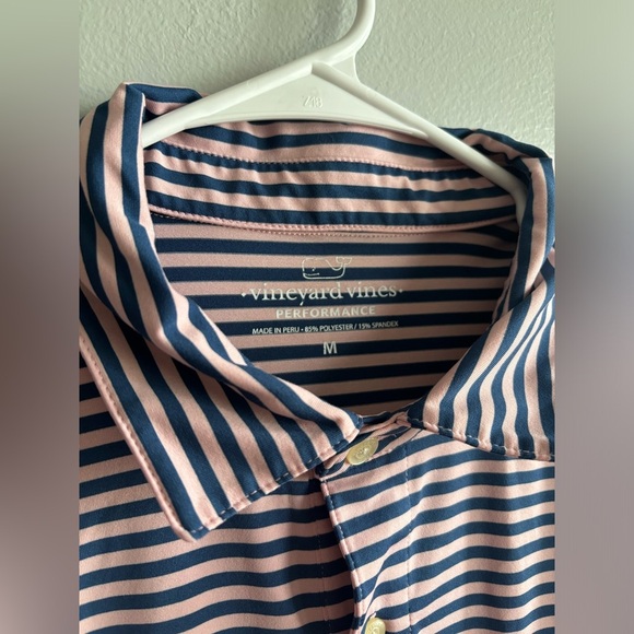 Vineyard Vines Polo Performance Navy blue/pink Striped Polo Shirt M - Picture 4 of 5
